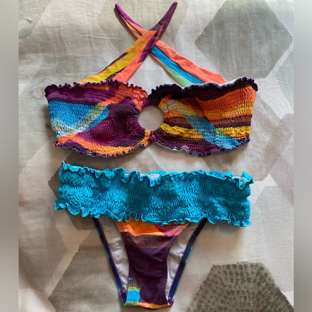 San Lorenzo Swim Ruched Bandeau Bikini set size L